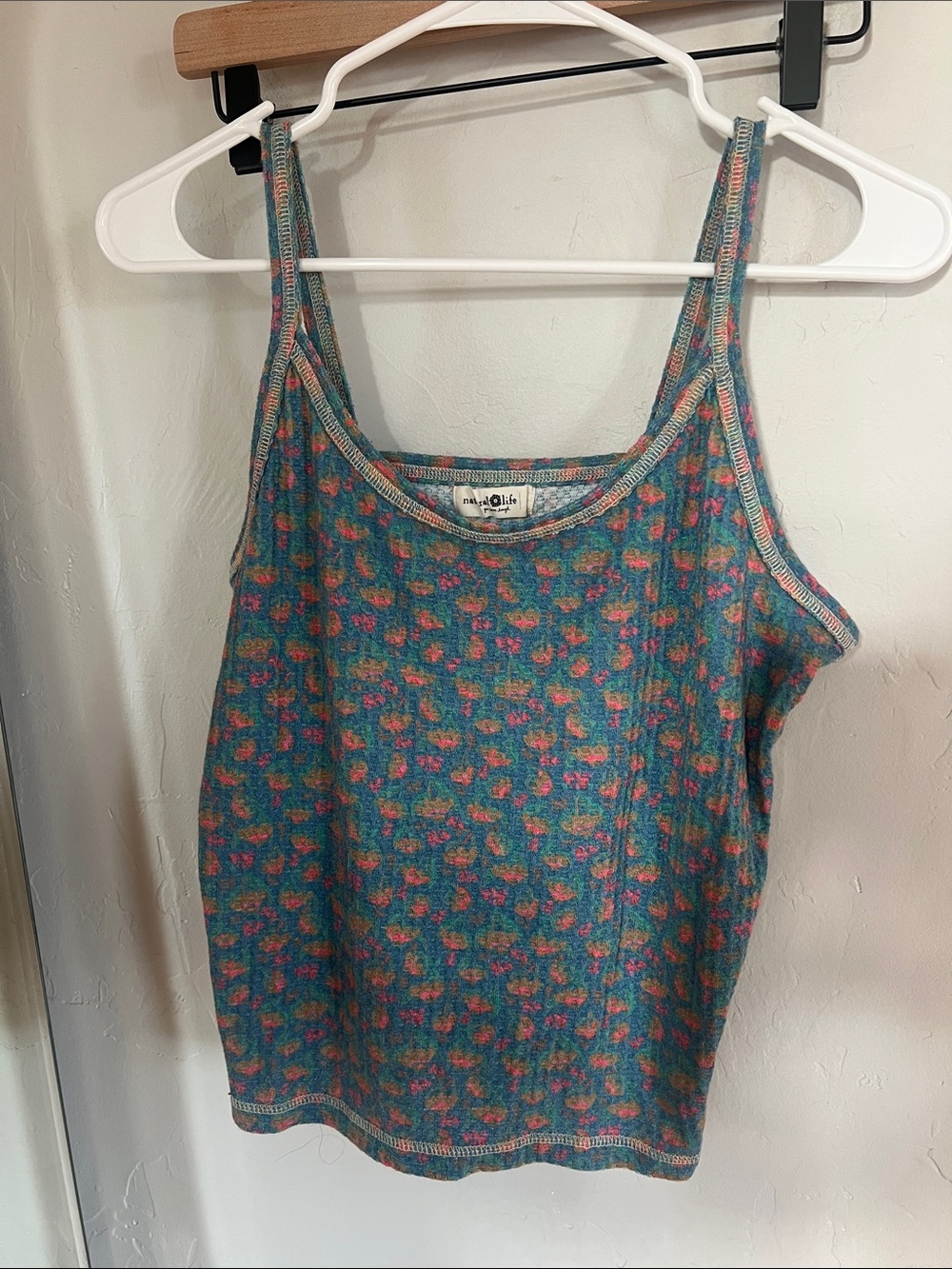 Natural Life Floral Tank Top in Teal and Pink